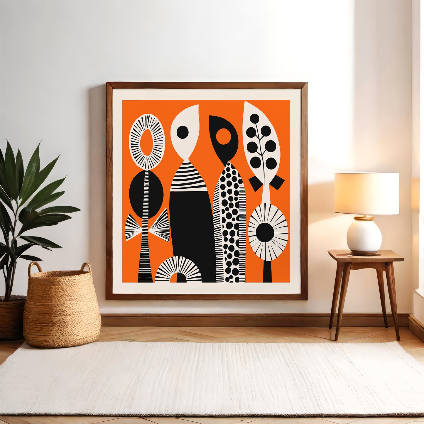 Cubism Abstract Shapes Orange Art Print