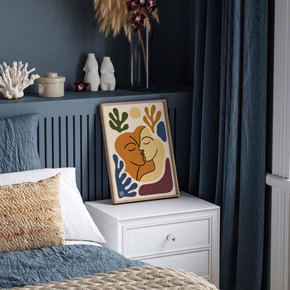 The Kiss - Modern Abstract Couple Wall Art Print