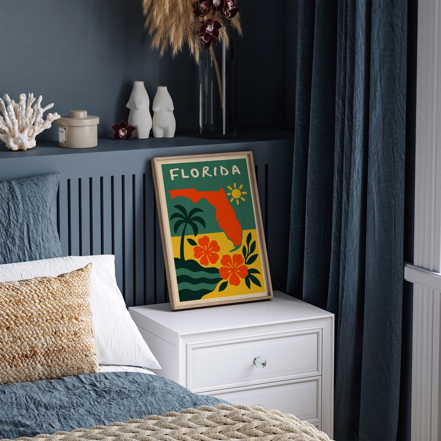 Florida Green & Yellow Travel Art Print 2026