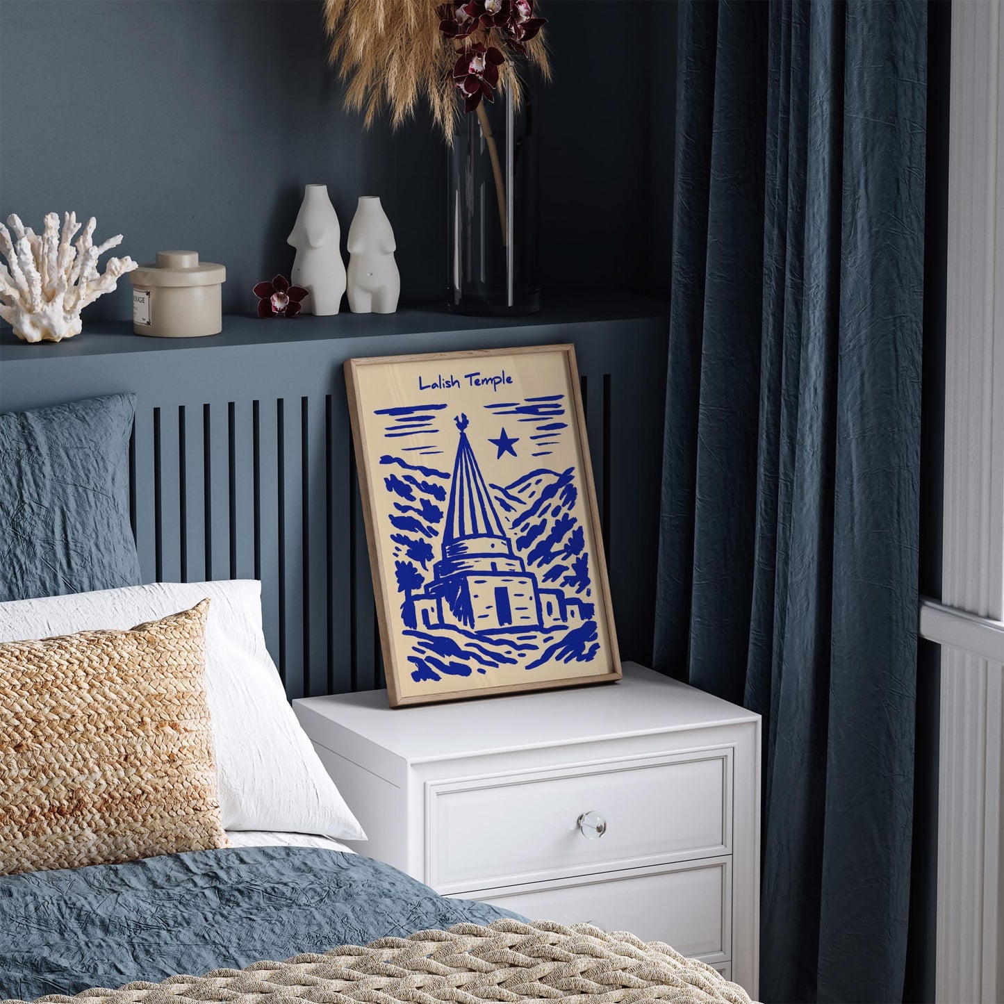 Lalish Temple Poster - Iraq Blue Travel Wall Art