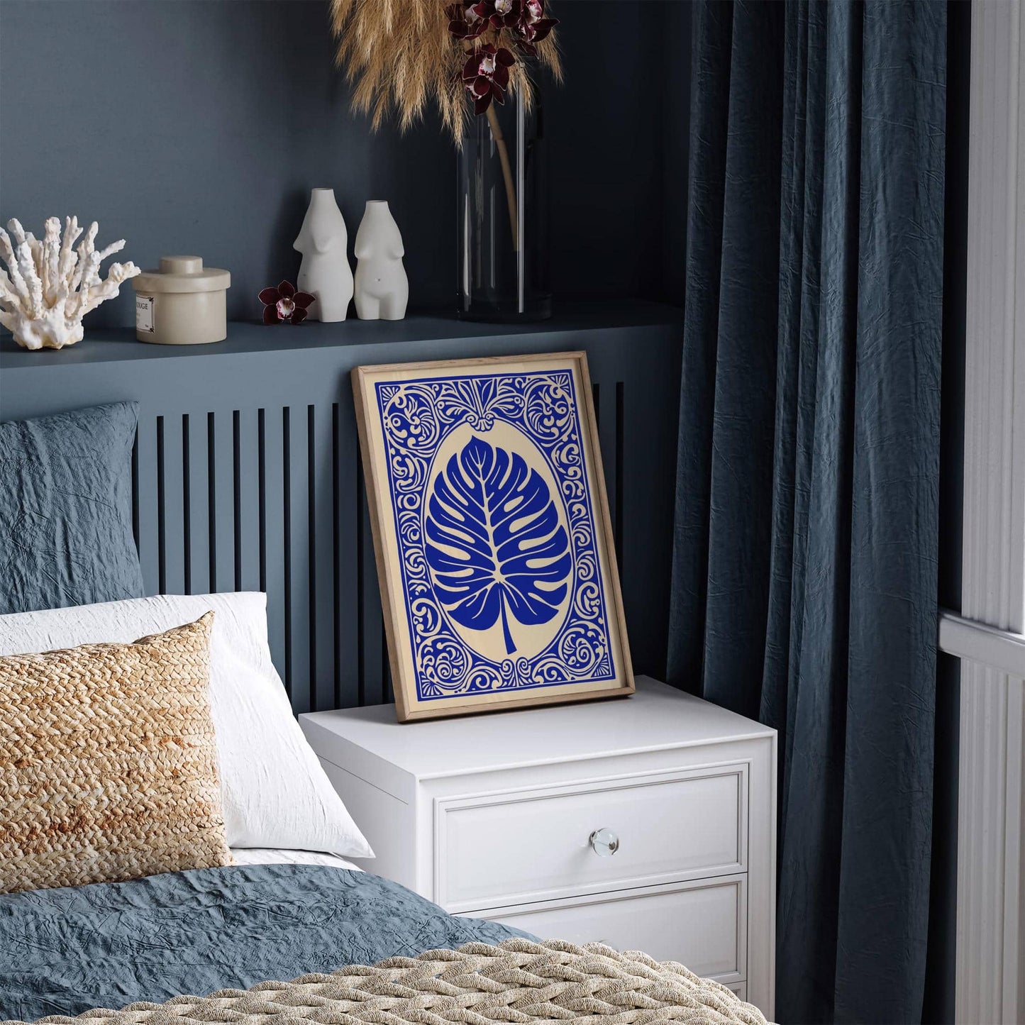 Blue Monstera Leaf - Rococo Revival Print