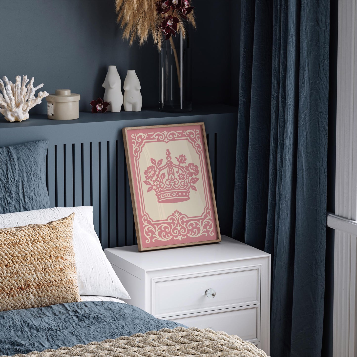 Rococo Crown Poster, Floral Princess Room Decor
