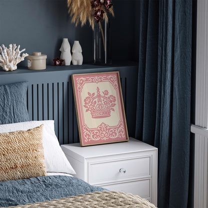 Rococo Crown Poster, Floral Princess Room Decor