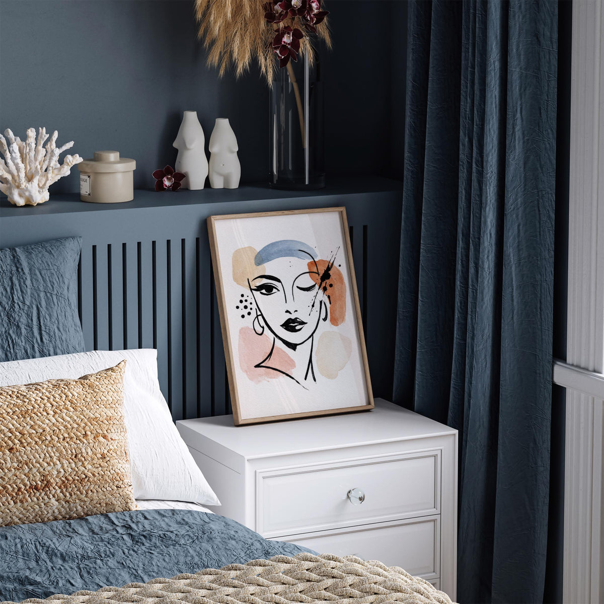 Woman Face Sketch Art Poster