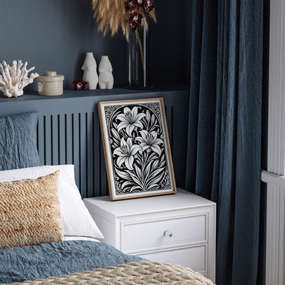 Black and White Lily Flower Print