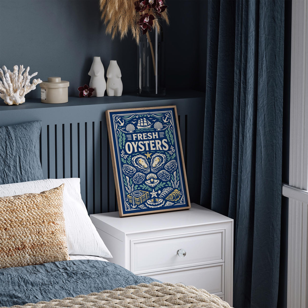 Fresh Oysters Nautical Poster