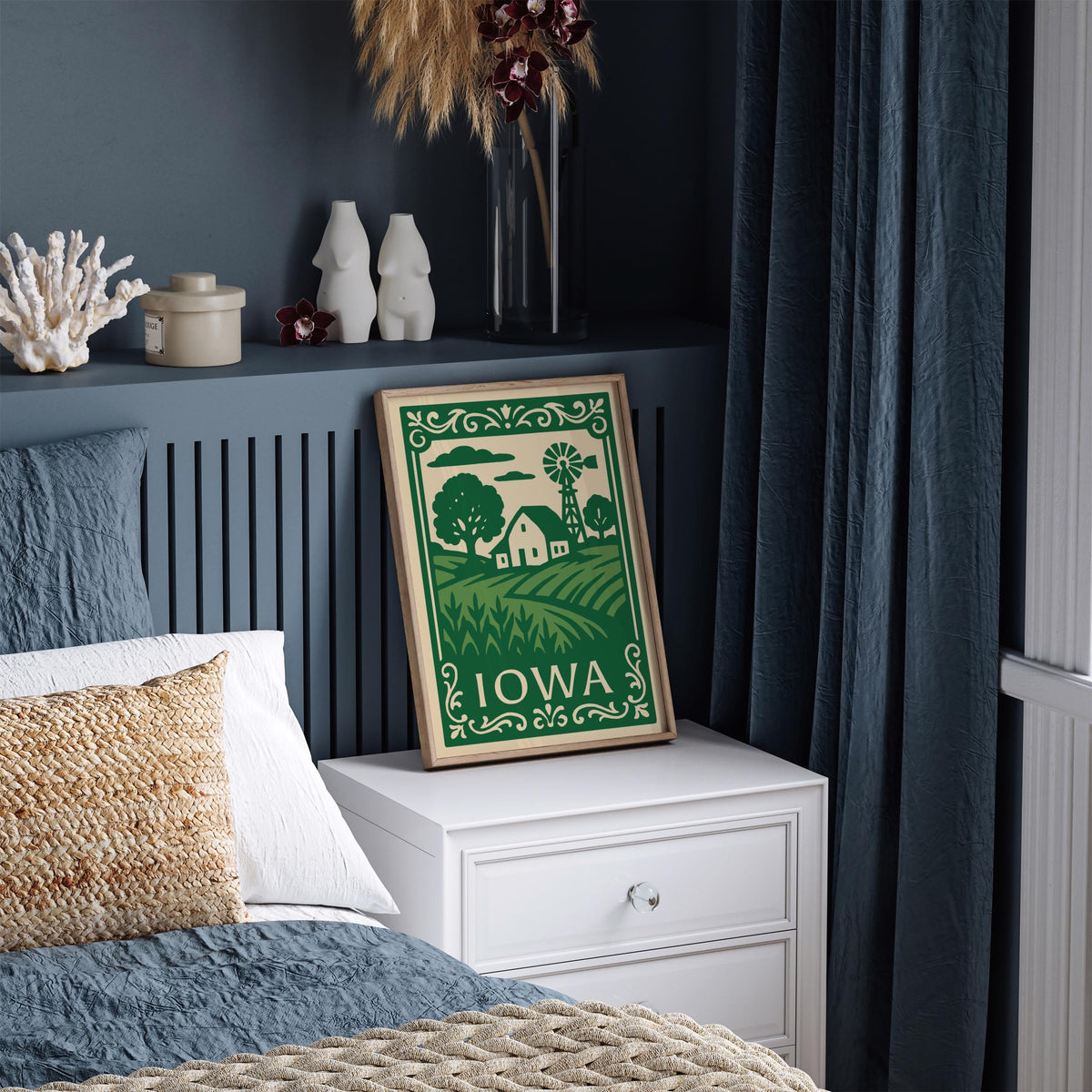 Green Iowa Travel Poster