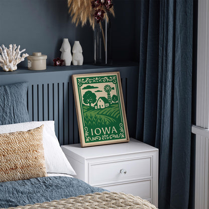 Green Iowa Travel Poster