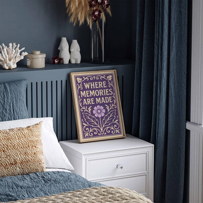 Where Memories Are Made Poster, Purple Floral Victorian Art Print