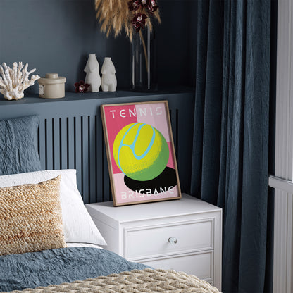 Brisbane Tennis Game Pink Sport Art Print