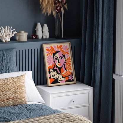 Boho Chic Girl Portrait in Matisse Style