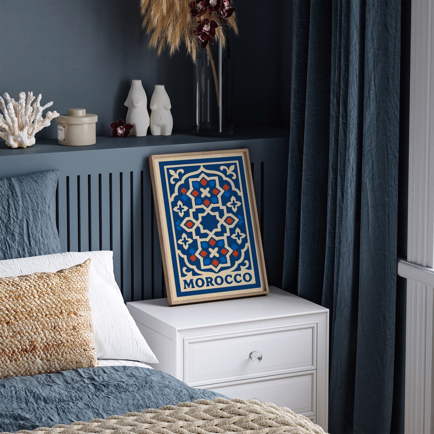 Morocco Blue Ornamental Pattern Poster
