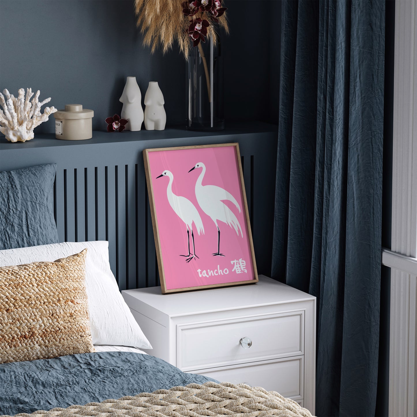 Tancho - Japanese Crane Bird Pink Poster