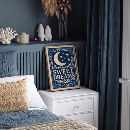 Sweet Dreams Poster - Moon and Stars Rococo Art Print