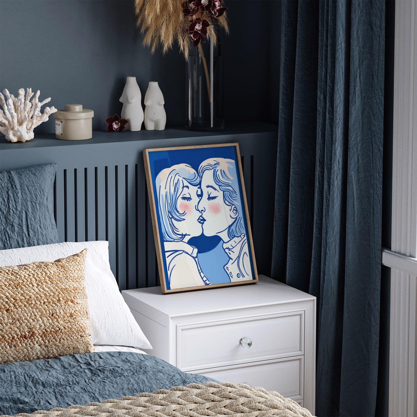 Kissing Girls Cute Quirky Dorm Wall Art