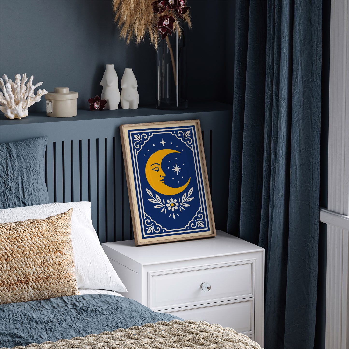 Yellow Moon Art Print - Mystical Wall Art Poster