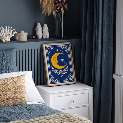 Yellow Moon Art Print - Mystical Wall Art Poster