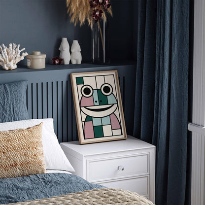 Cute Frog in Bauhaus Style Art Print