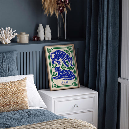 Japanese Woodblock Cheetah Poster
