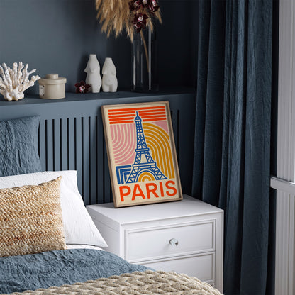 Paris Eiffel Tower Modern Poster - Colorful Travel Wall Art