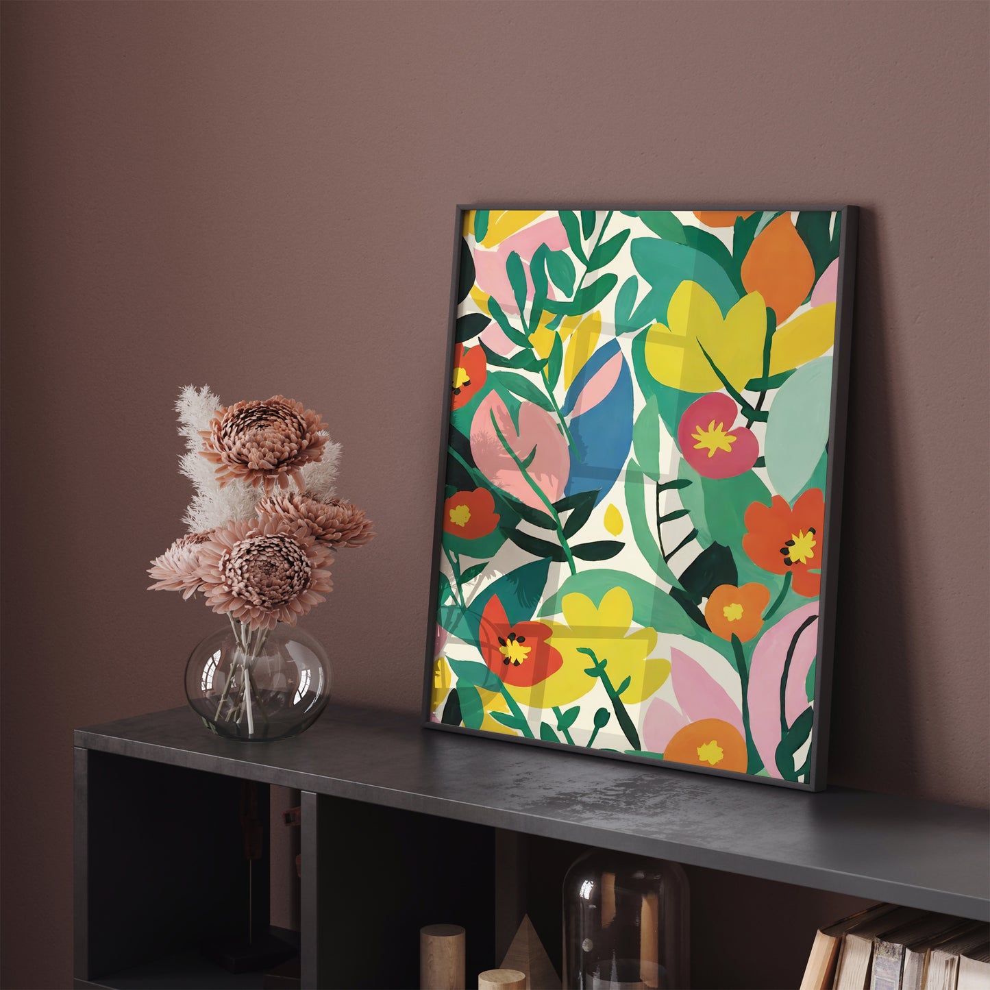 Eclectic Colorful Flowers Painting Print