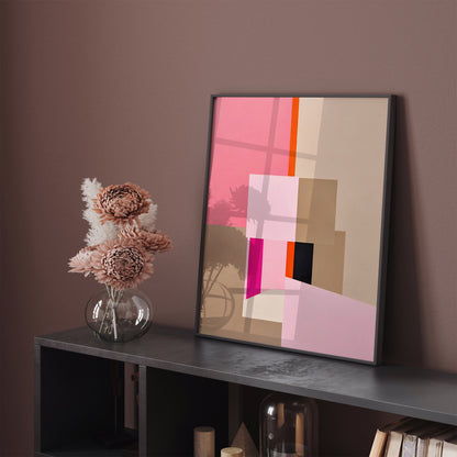 Mid Century Modern Beige Pink Art Print