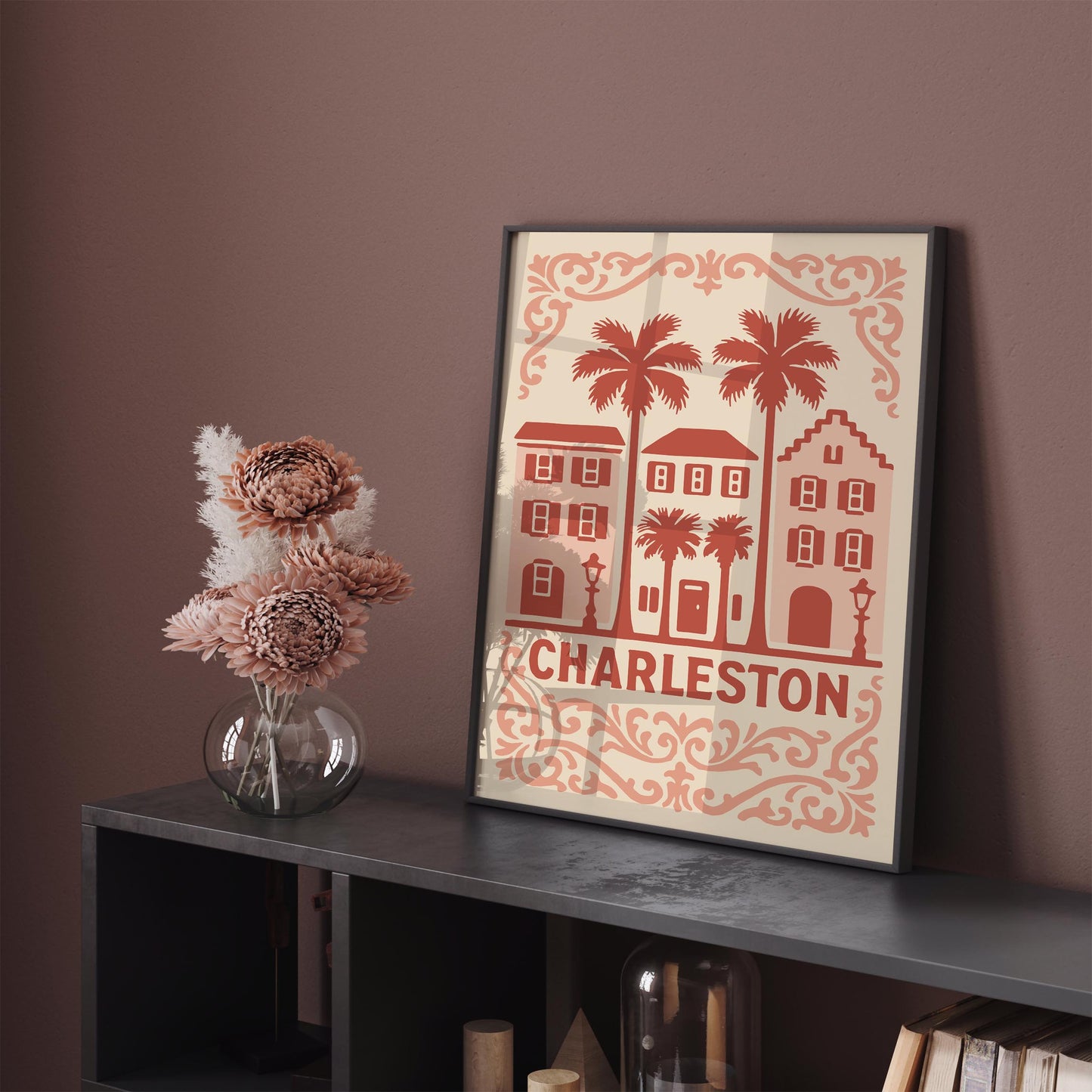 Charleston South Carolina Pink Travel Poster