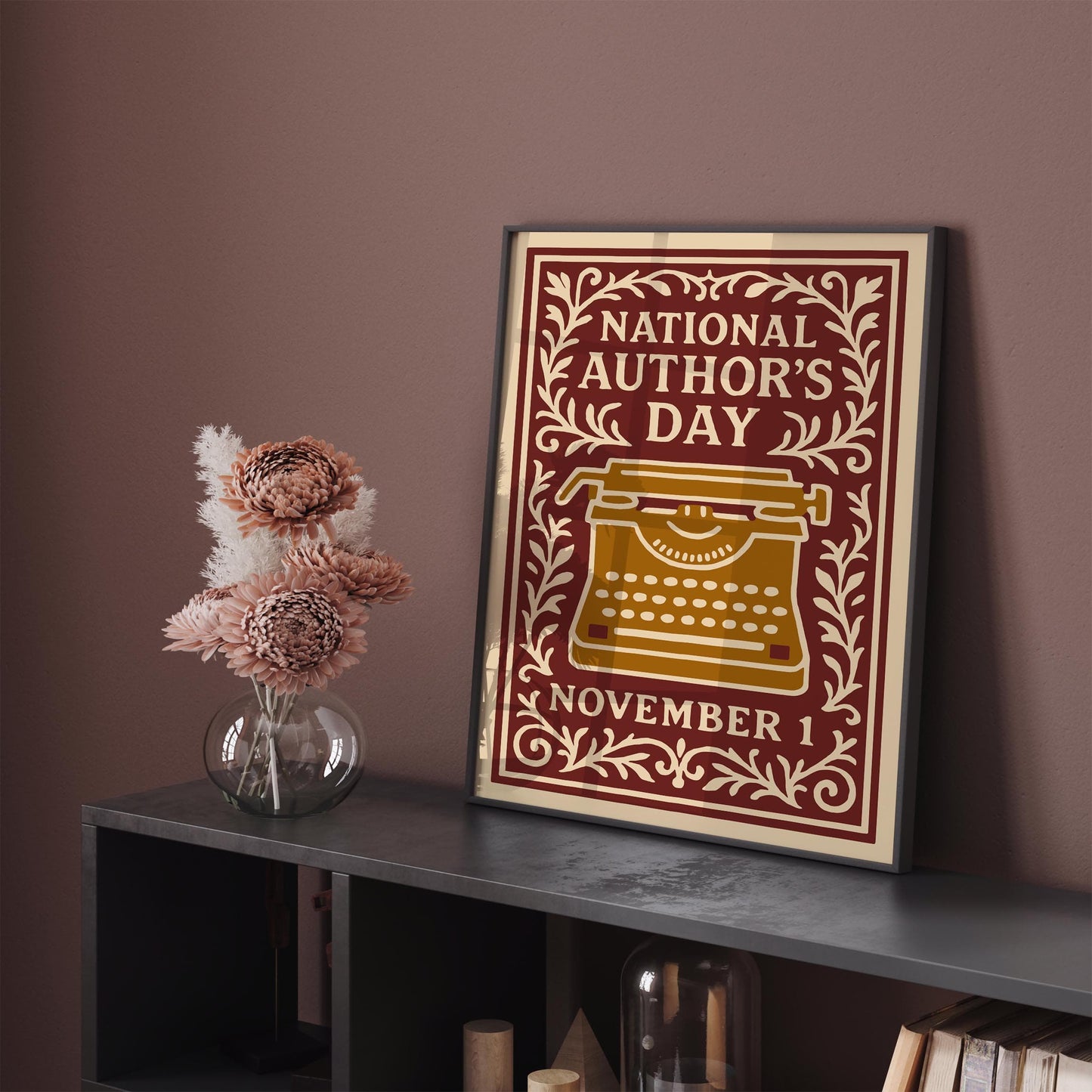 National Authors Day Nov 1 Poster - Old Typewriting Machine Art Print