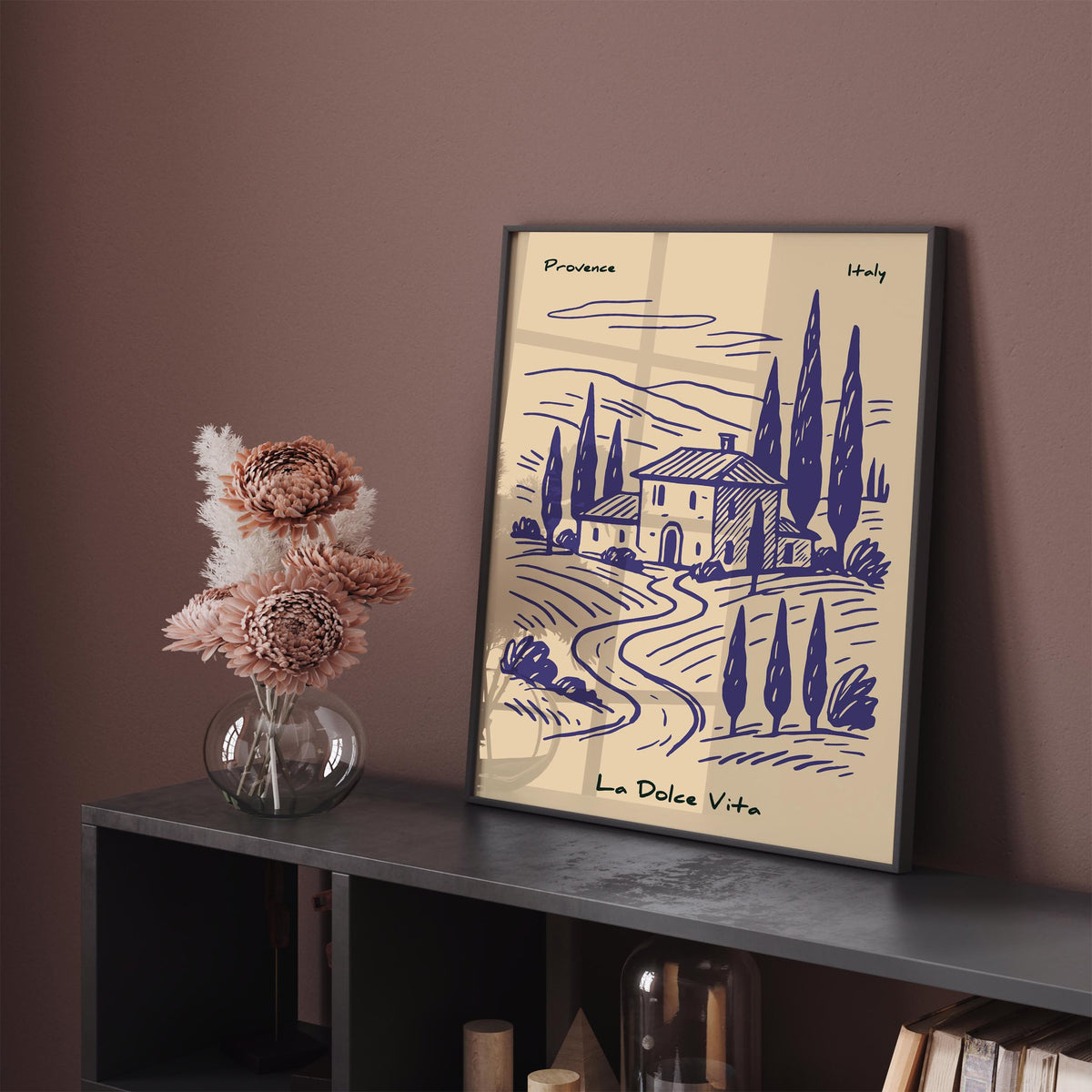 Vintage Italy Provence Purple Travel Poster