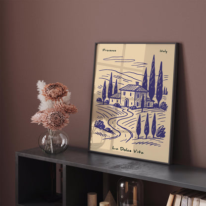 Vintage Italy Provence Purple Travel Poster
