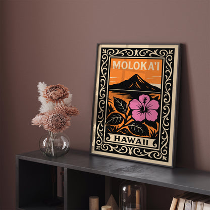Molokai Island Hawaii Travel Poster