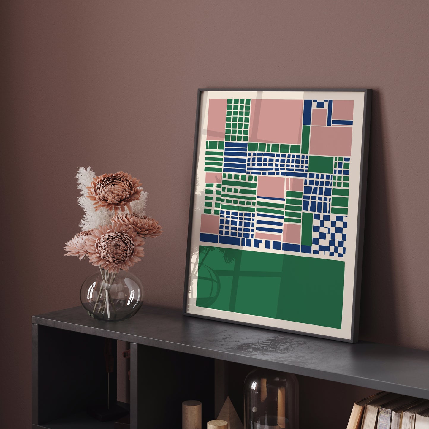 Green Mid Century Modern Geometric Poster