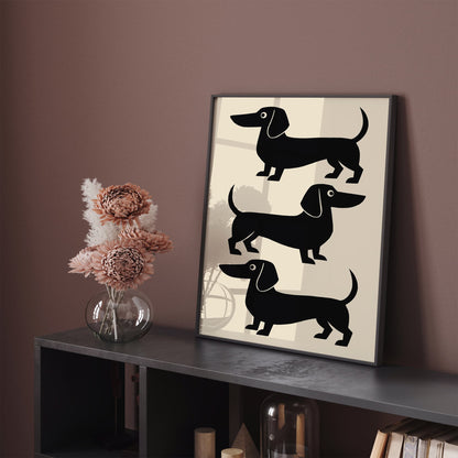 Tree Black Dachshunds Dog Poster