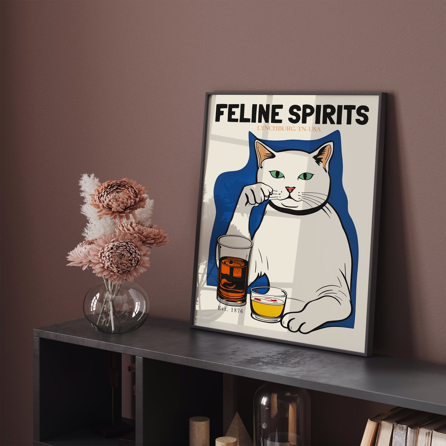 Feline Spirits 1876 USA Whisky Poster