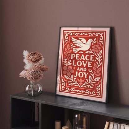 Peace Love Joy Poster - Inspirational Quote Wall Art