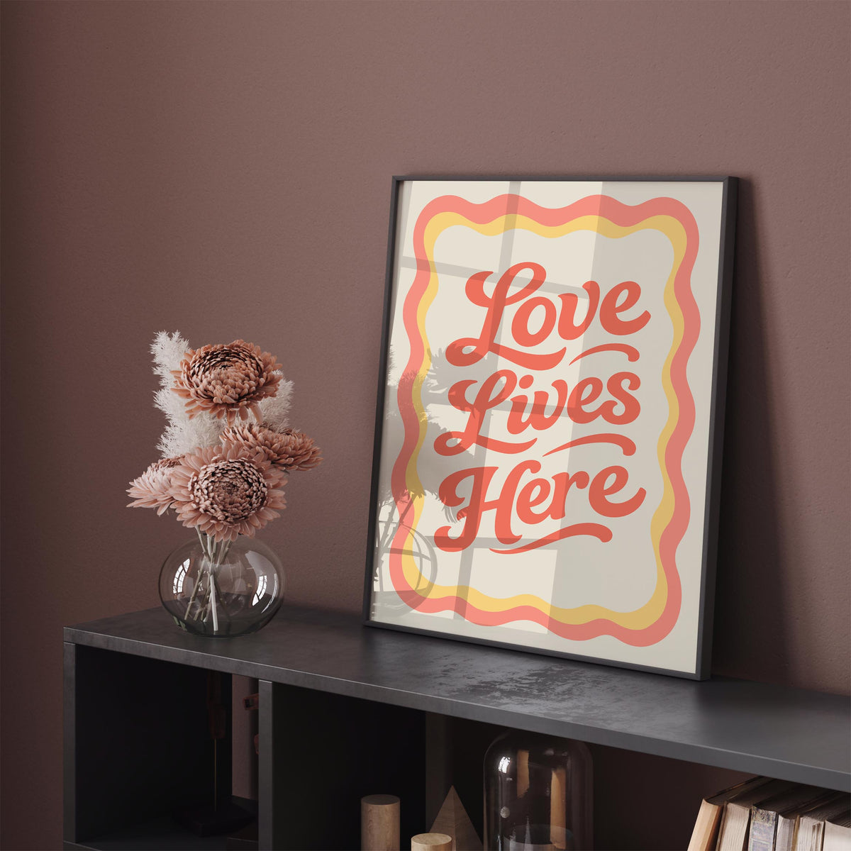 Love Lives Here Poster - Retro Quote Wall Art