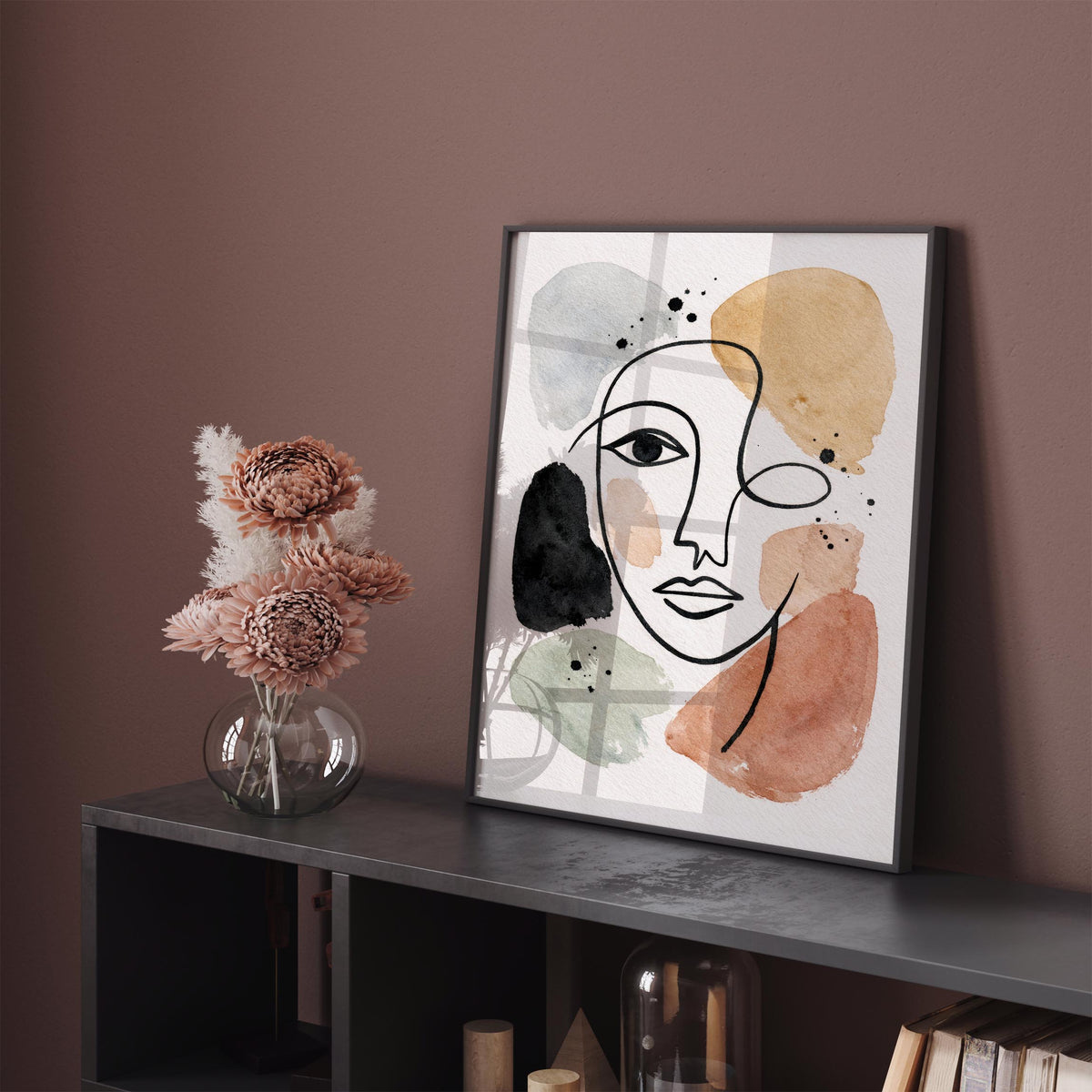 Abstract Face Line Art Poster