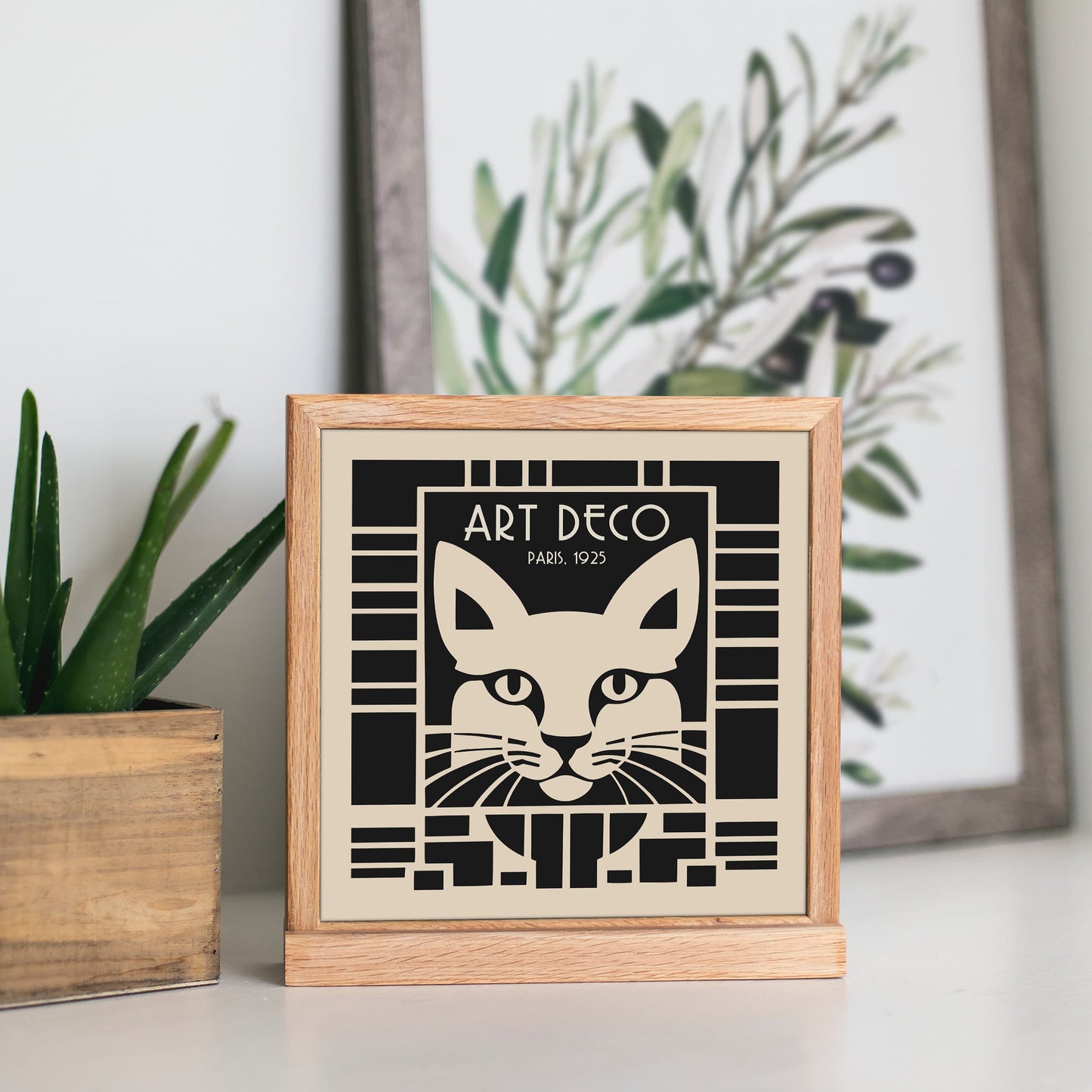 Art Deco Cat Square Print 2025