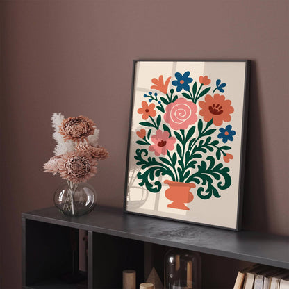 Flowers in Vase Poster - Colorful Wall Art