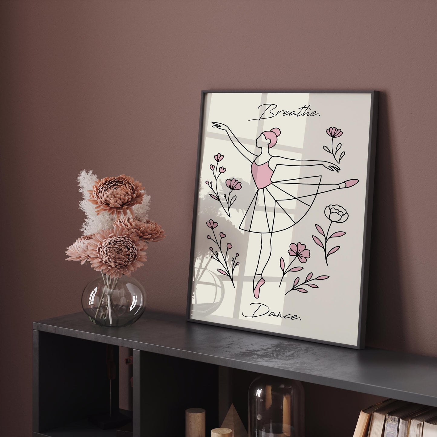 Breathe. Dance. Poster - Minimalist Line Art Print