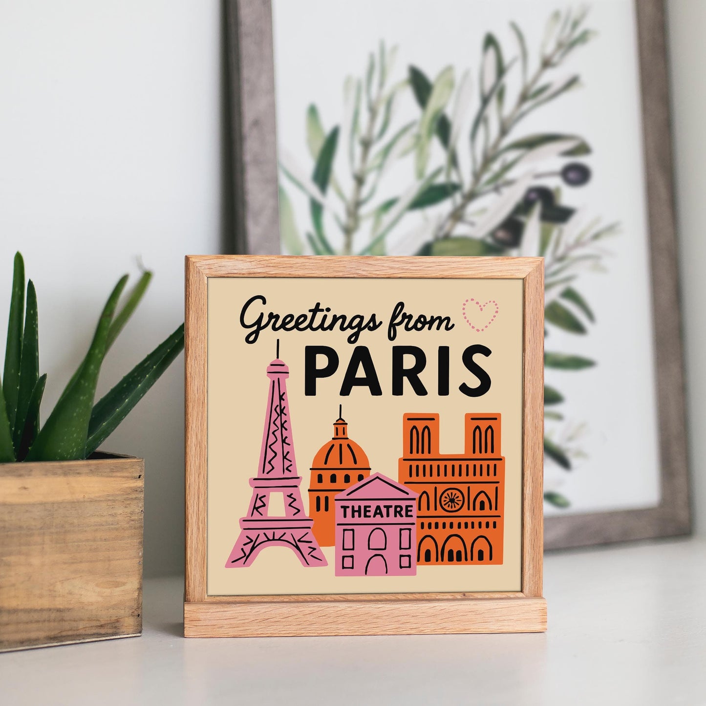 Greetings from Paris Square Art Print
