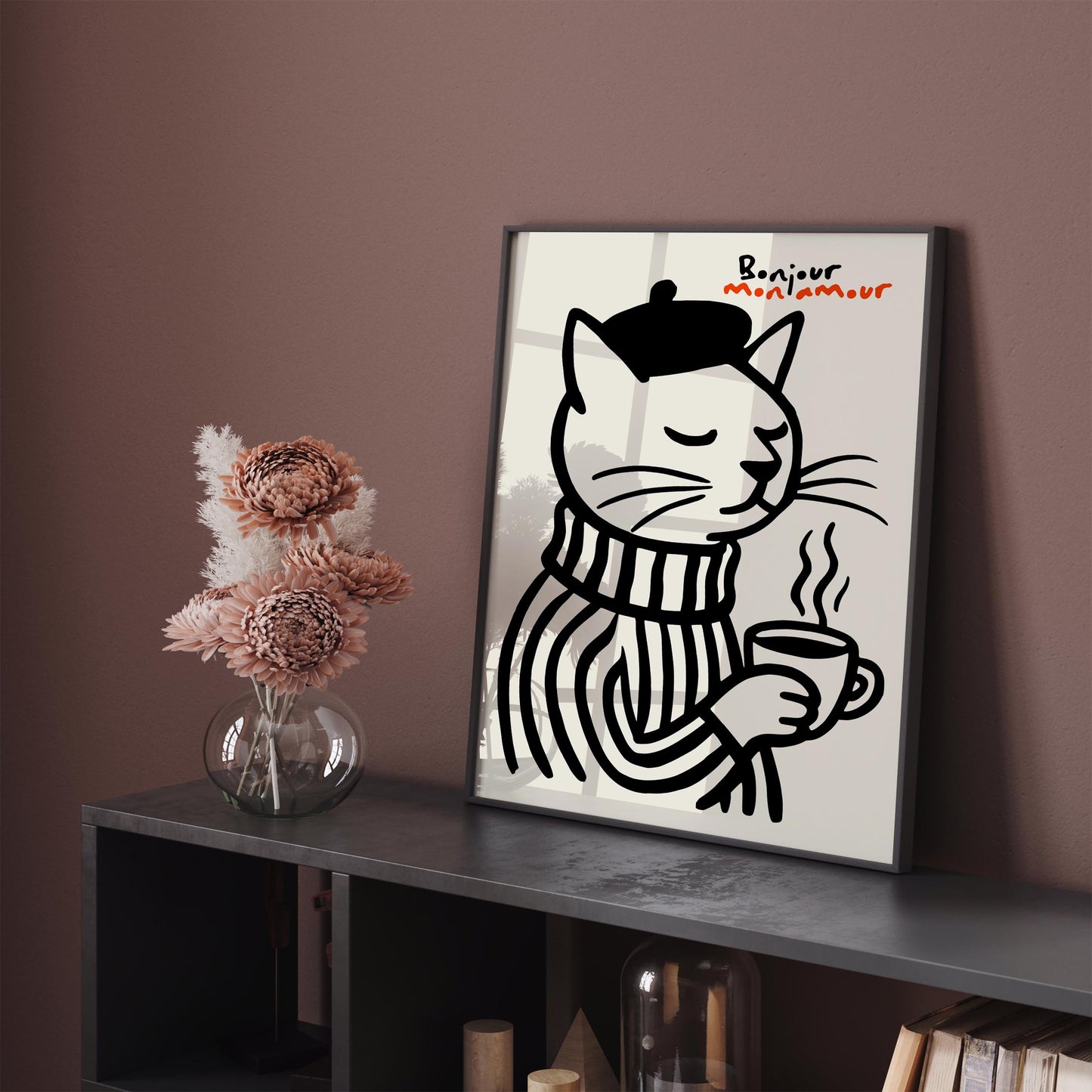 Bonjour Mon Amour Poster - French Cofffee Time Wall Art