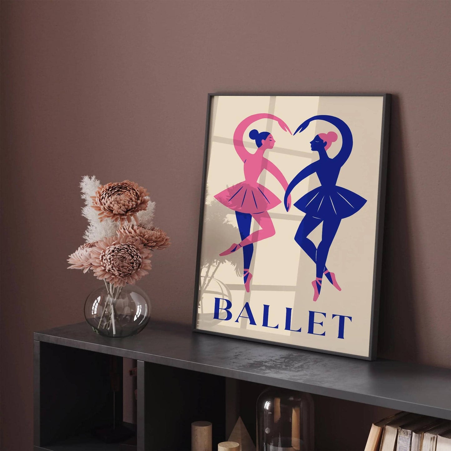 Ballet Poster Two Dancers in Heart Shape Print