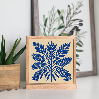 Blue Leaf Wall Art – Square Print