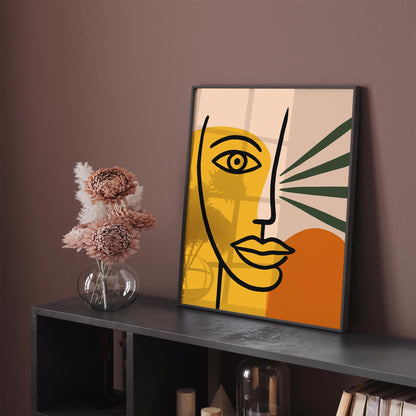 Abstract Boho Face Line Art Poster Print