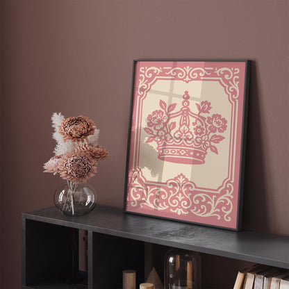 Rococo Crown Poster, Floral Princess Room Decor