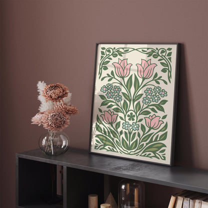 Pastel Artistic Flowers Wall Art Print – Floral Botanical Poster