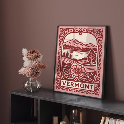 Vermont Pink Travel Poster 2026