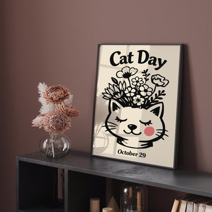 National Cat Day October 29 Art Poster