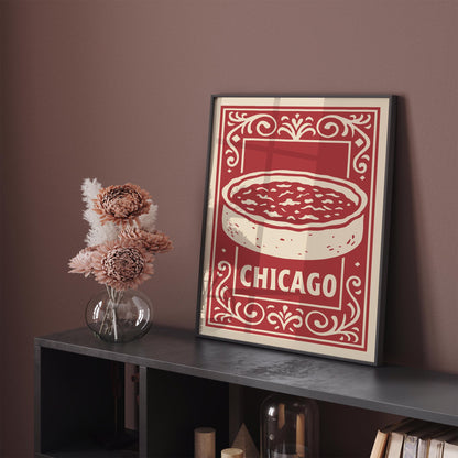 Chicago Deep Dish Pizza Poster - Kitchen Wall Art